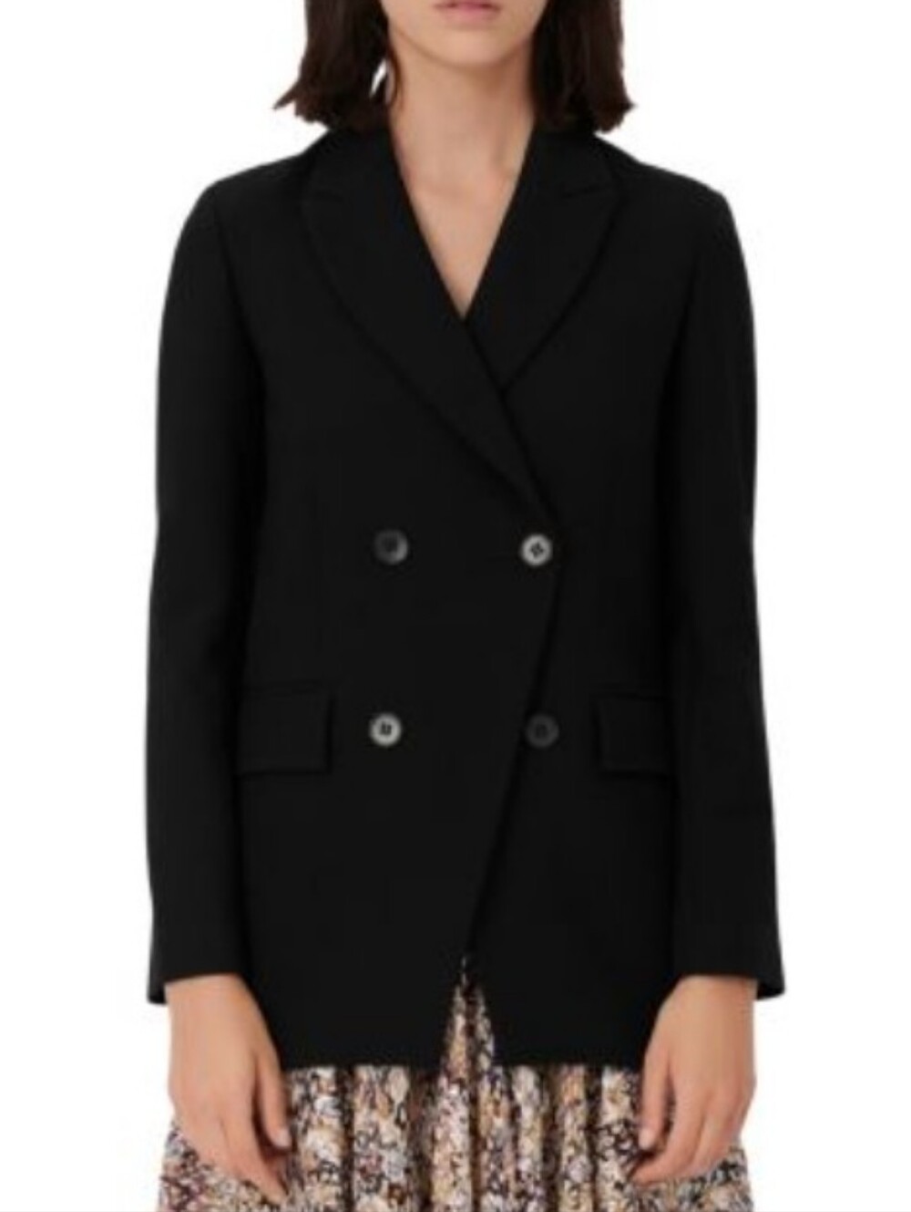 Maje Voga Black Double-Breasted Blazer Size Medium US